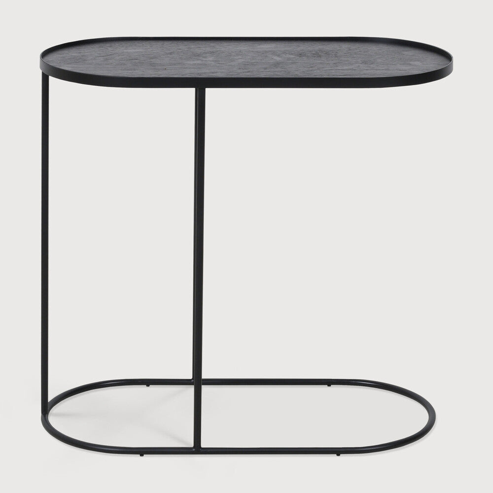 Tray Side Table | Varnished Wood | Black | Oblong | M | Tray Not Included