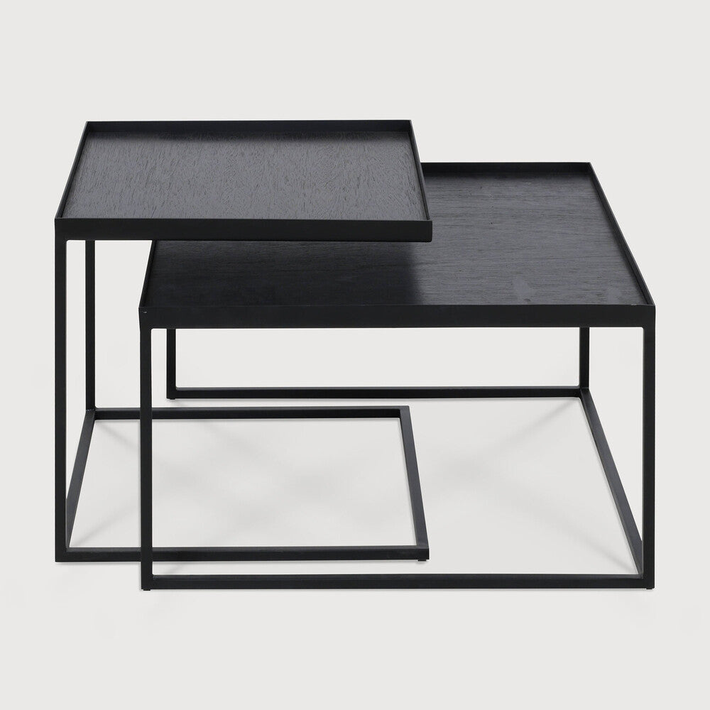 Tray Coffee Table Set | Varnished Wood | Black | Square | S/L | Trays Not Included