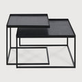 Tray Coffee Table Set | Varnished Wood | Black | Square | S/L | Trays Not Included