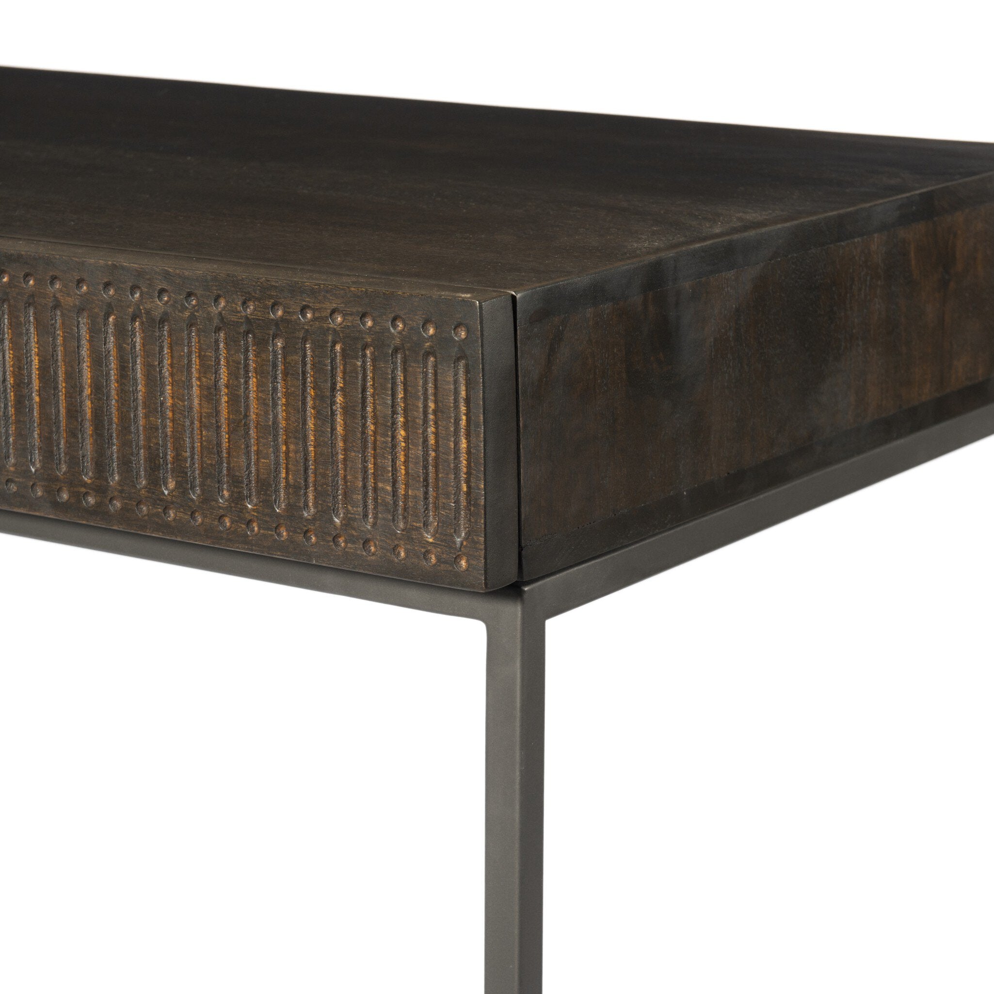 Kelby Writing Desk - Carved Vintage Brown