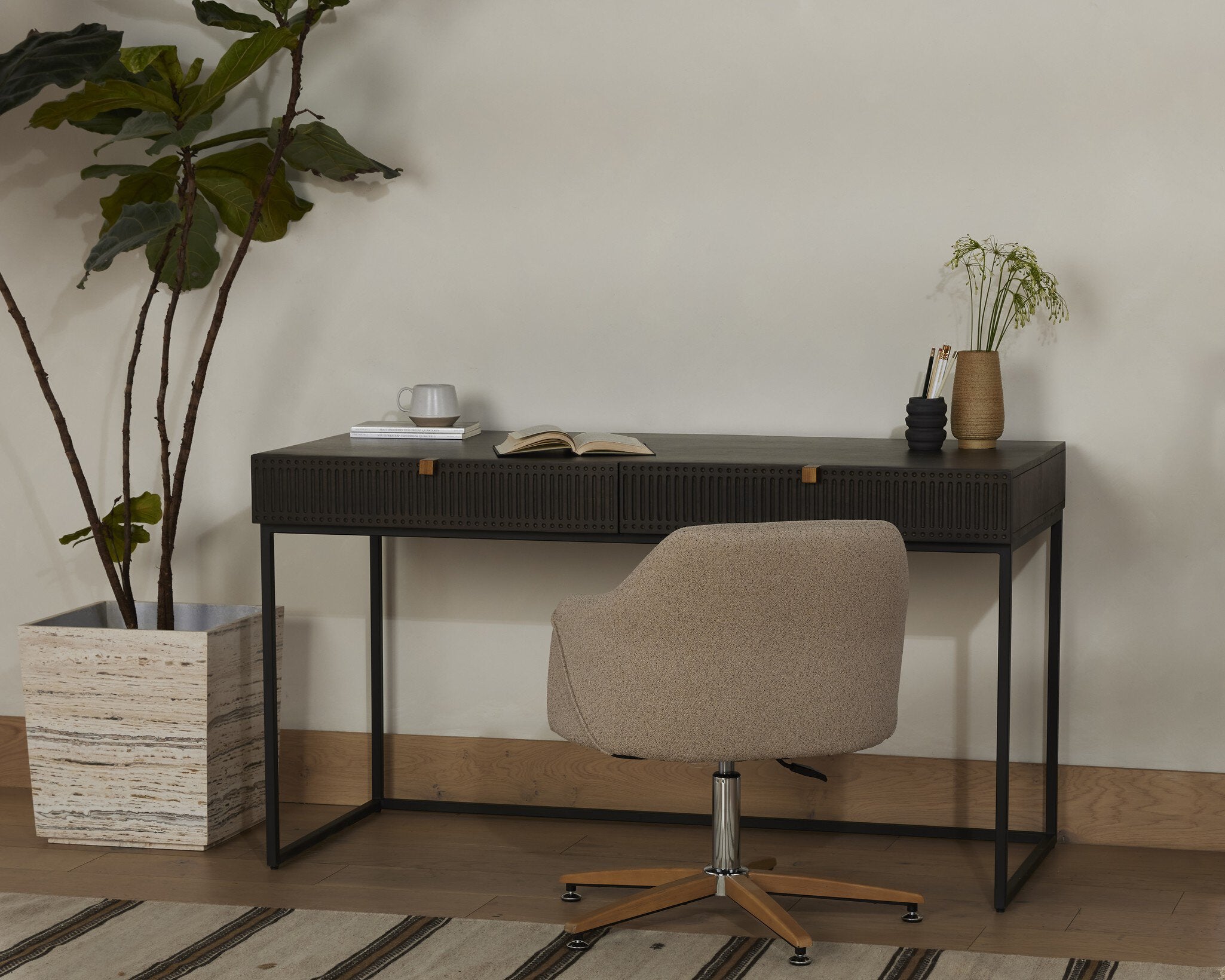 Kelby Writing Desk - Carved Vintage Brown