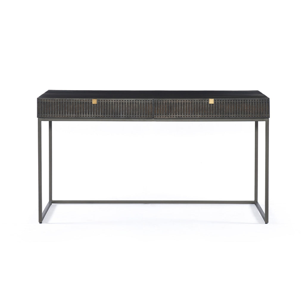 Kelby Writing Desk - Carved Vintage Brown