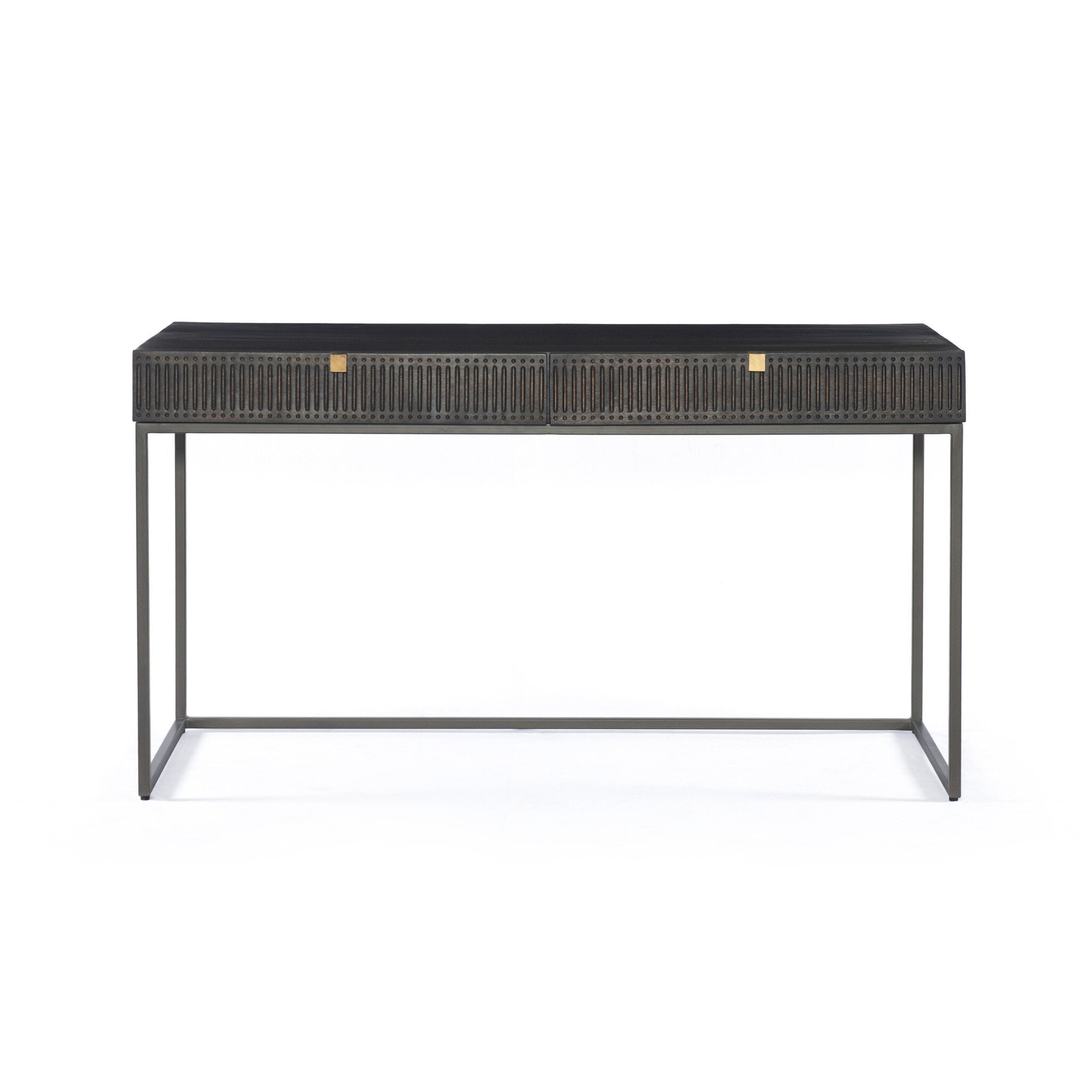 Kelby Writing Desk - Carved Vintage Brown