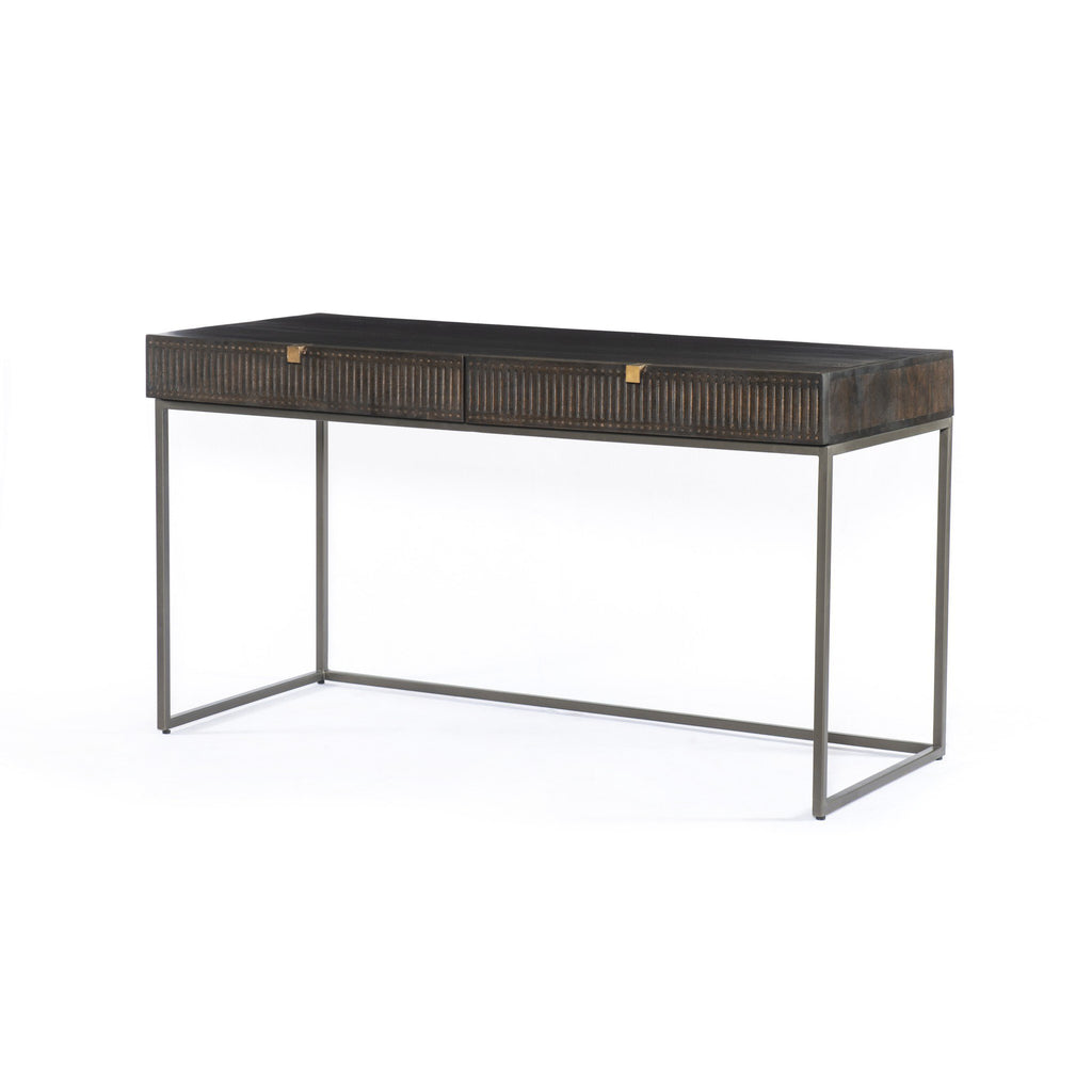 Kelby Writing Desk - Carved Vintage Brown