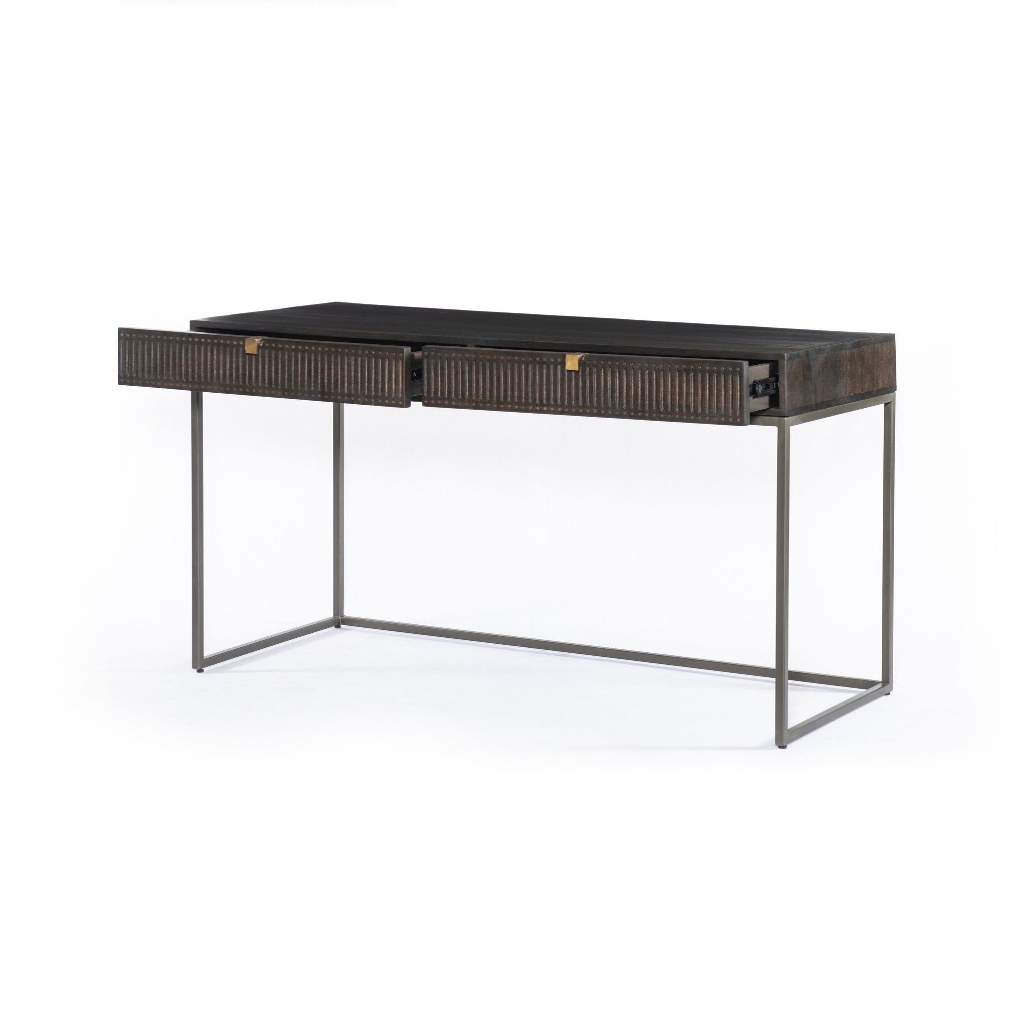 Kelby Writing Desk - Carved Vintage Brown