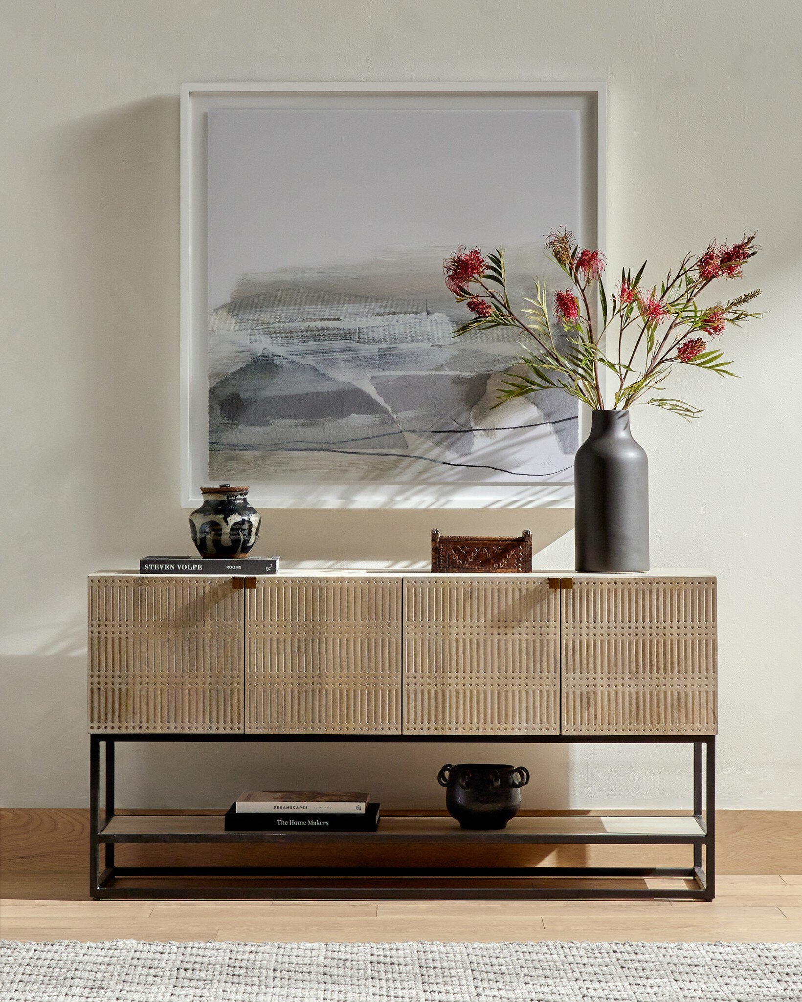 Kelby Small Media Console - Light Wash Mango