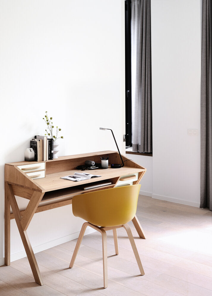 Origami Desk | Oak | Cream | 5 Drawers | Rectangular