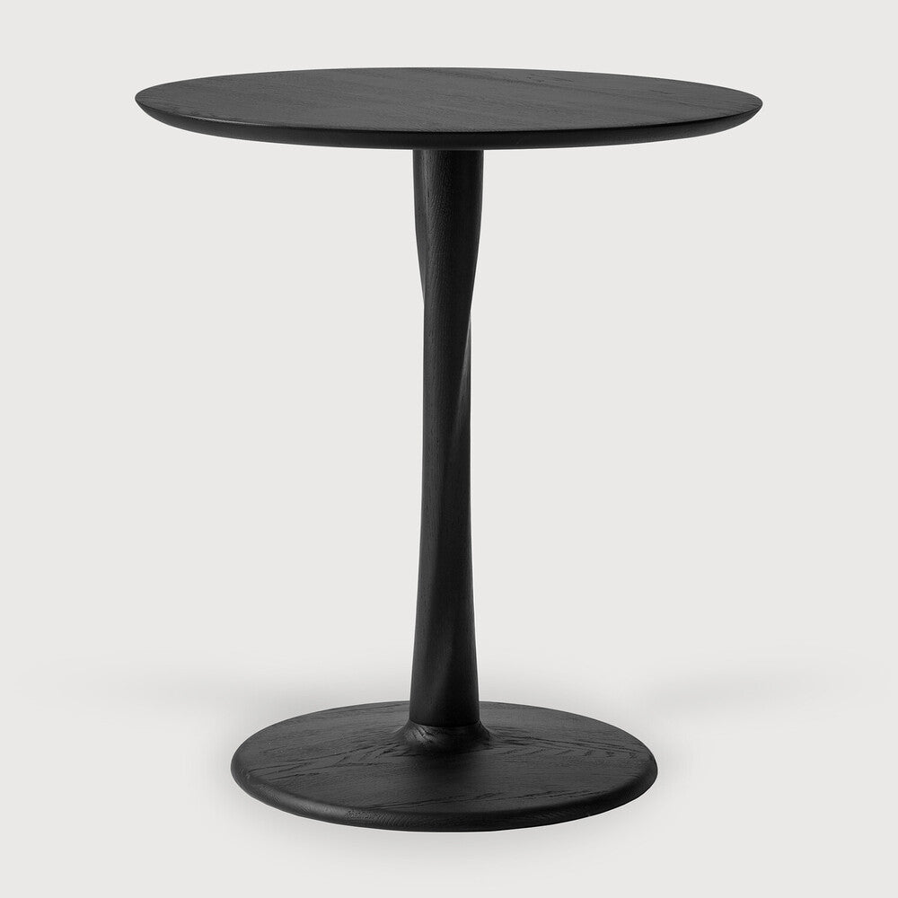 Torsion Dining Table | Varnished Oak | Black | Round | 28" X 28"