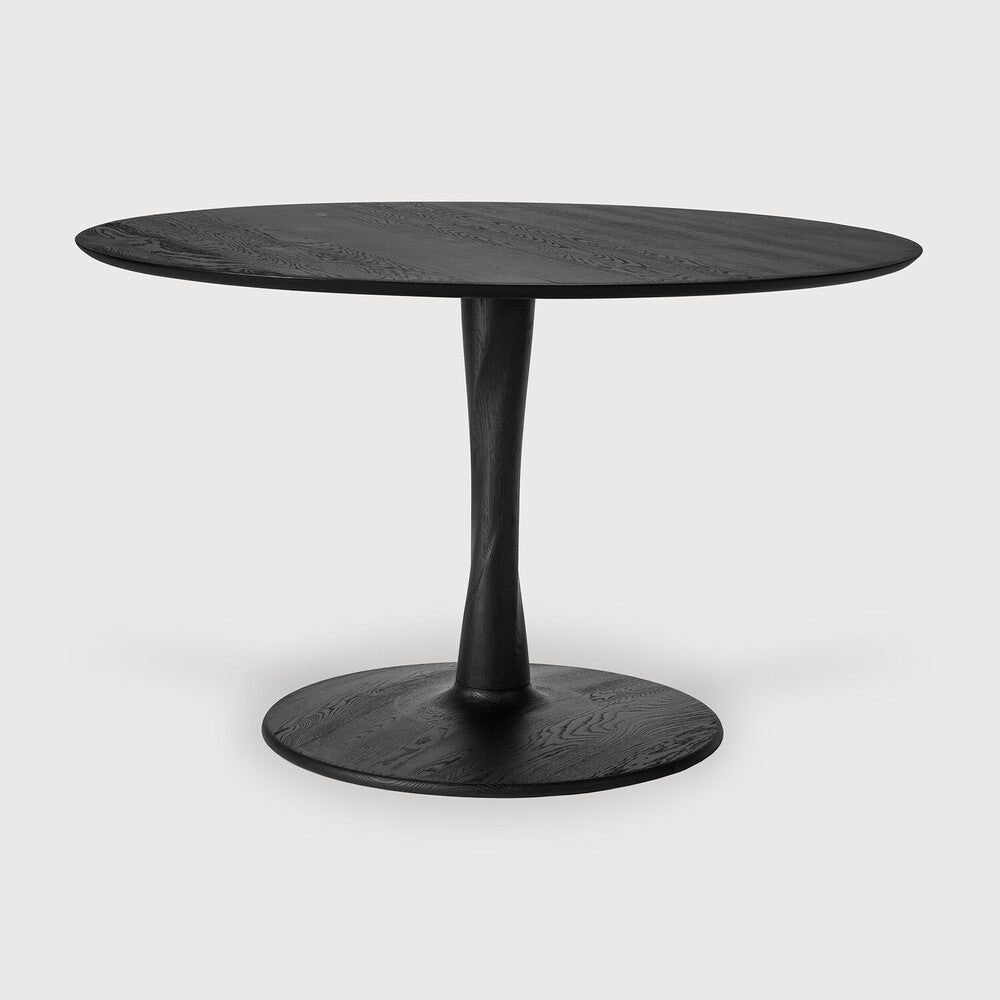 Torsion Dining Table | Varnished Oak | Black | Round | 50" X 50"
