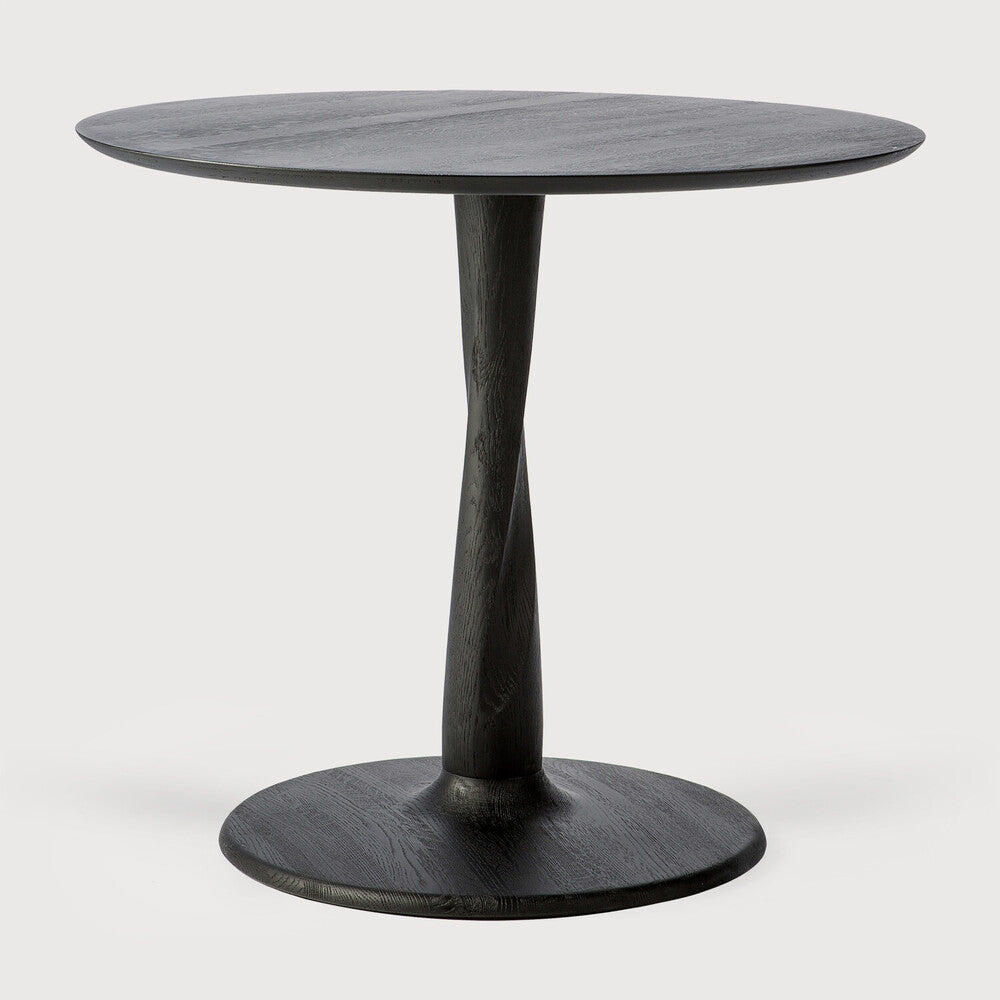 Torsion Dining Table | Varnished Oak | Black | Round | 35" X 35"