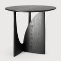 Geometric Side Table | Varnished Oak | Black | Round