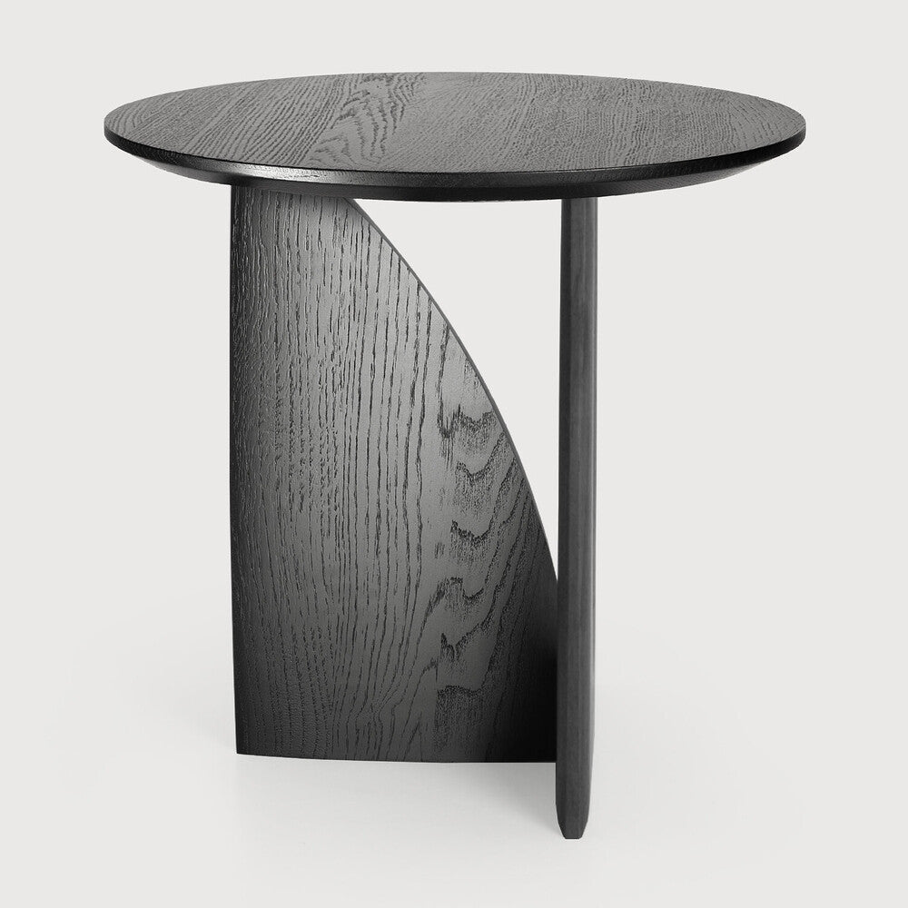 Geometric Side Table | Varnished Oak | Black | Round
