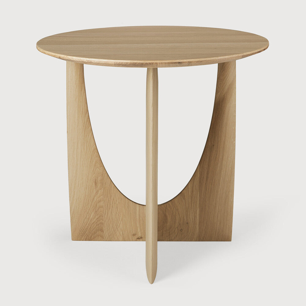 Geometric Side Table | Varnished Oak | Round