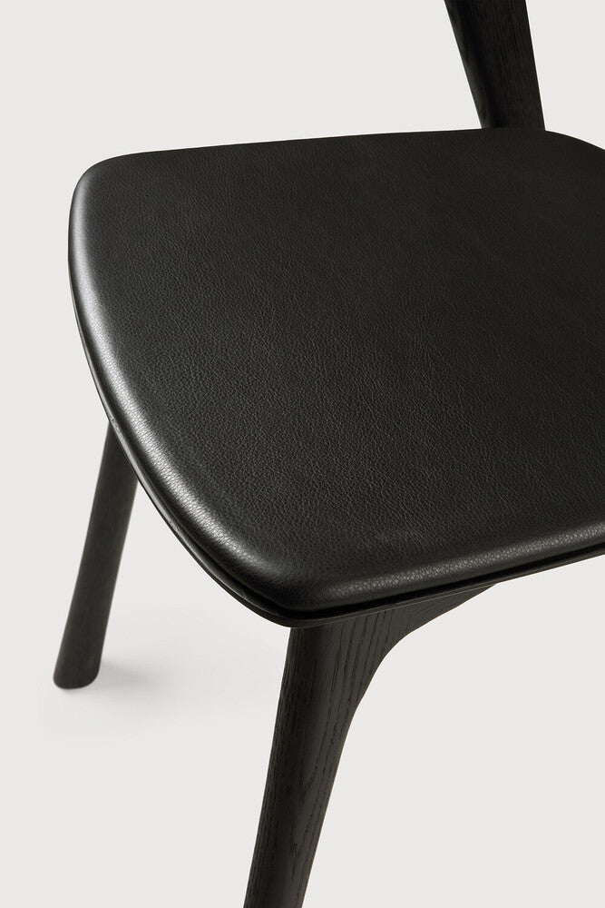 Bok Dining Chair | Varnished Oak | Black | Black Leather