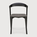Bok Dining Chair | Varnished Oak | Black | Grey Fabric