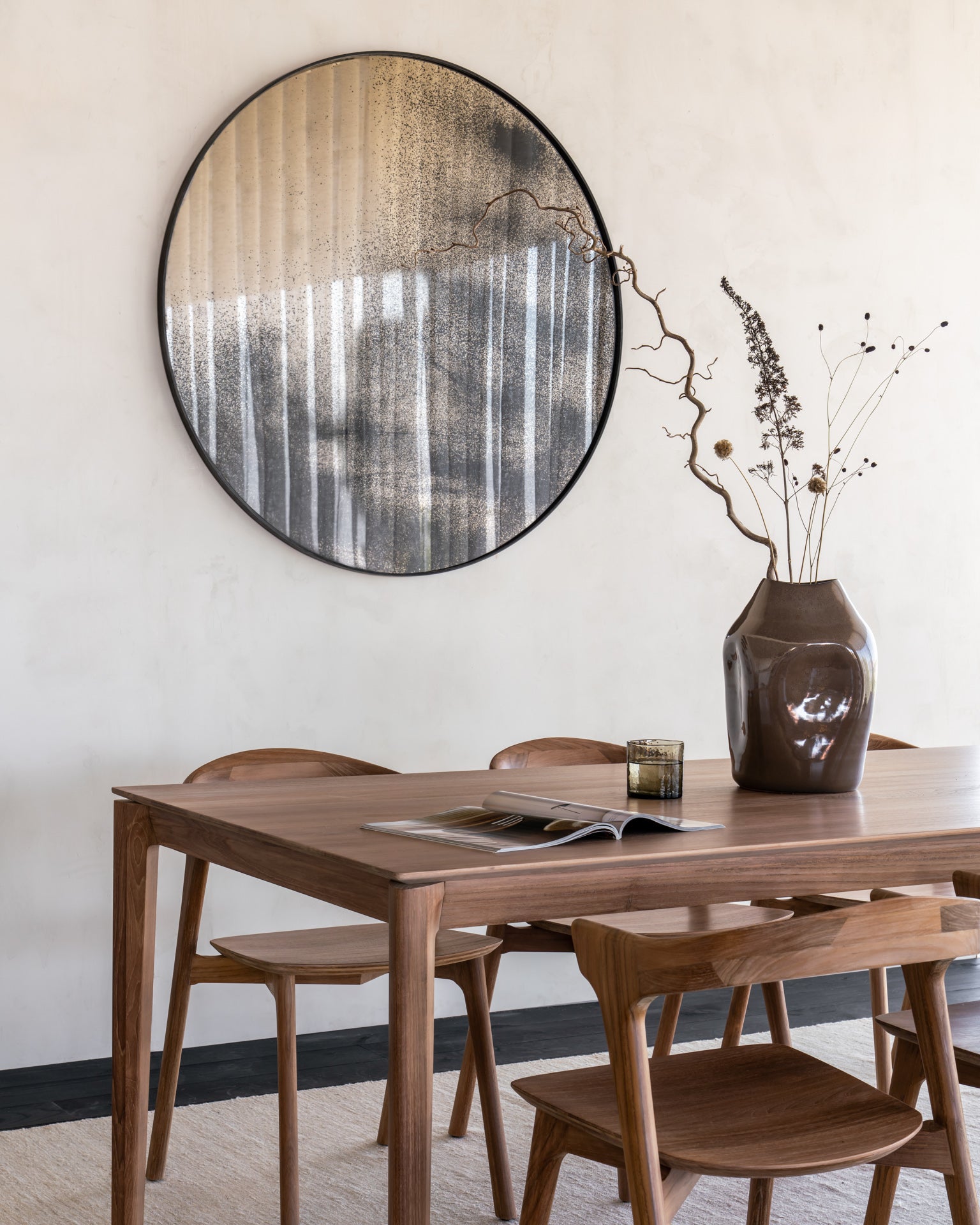 Aged Wall Mirror | Bronze | Wooden Frame | Heavy Aged | Round | 121" X 3"