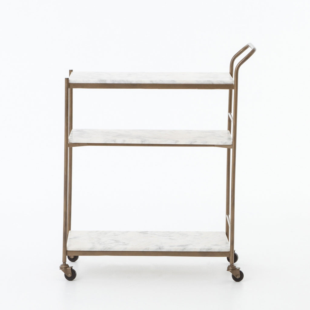 Felix Rectangular Bar Cart - Antique Brass
