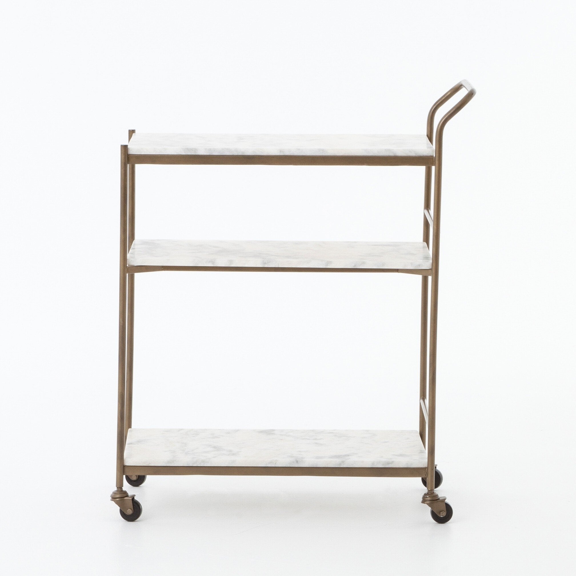 Felix Rectangular Bar Cart - Antique Brass