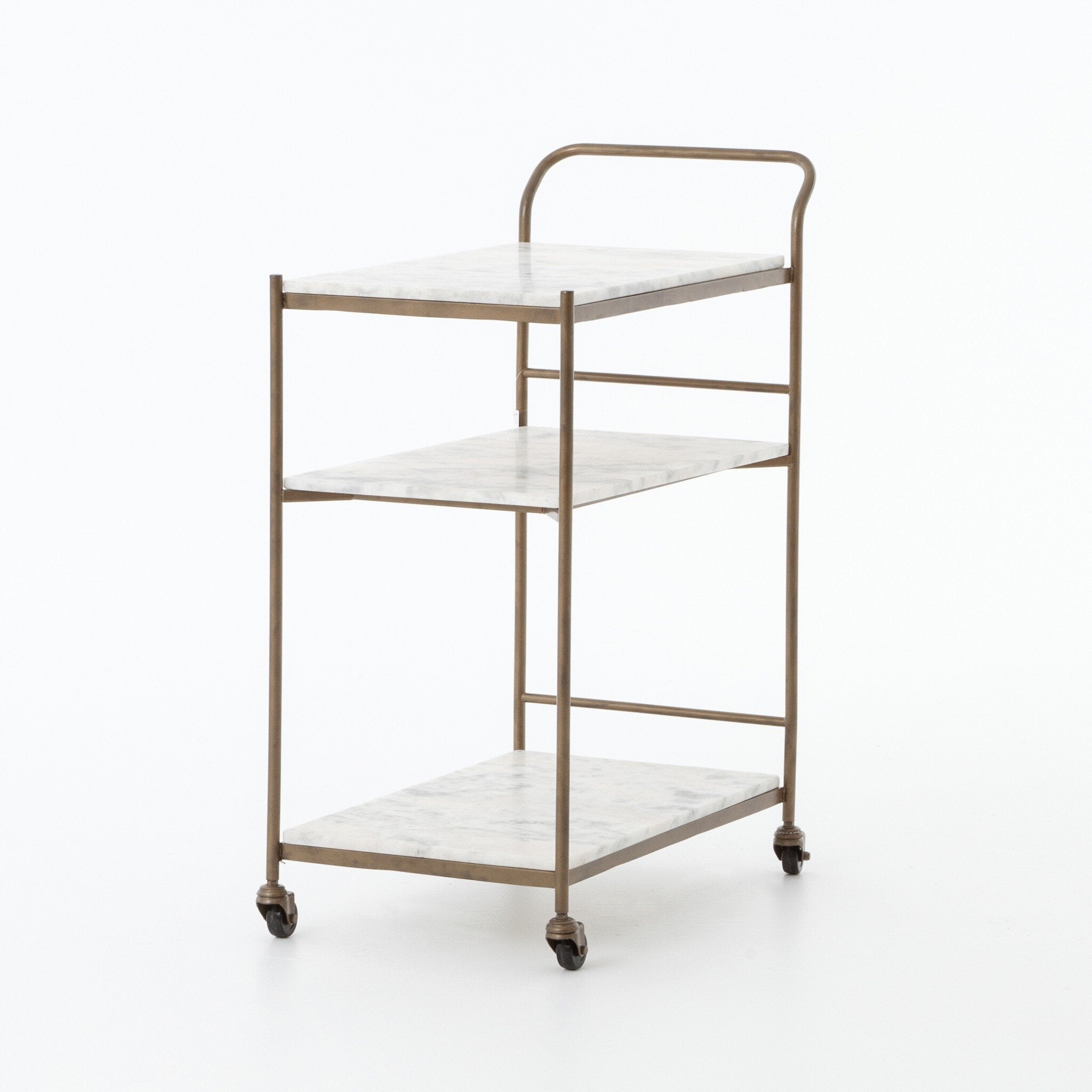Felix Rectangular Bar Cart - Antique Brass