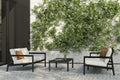 Jack Outdoor Sofa | Varnished Teak | Black | Off White Fabric | 3+ Seater