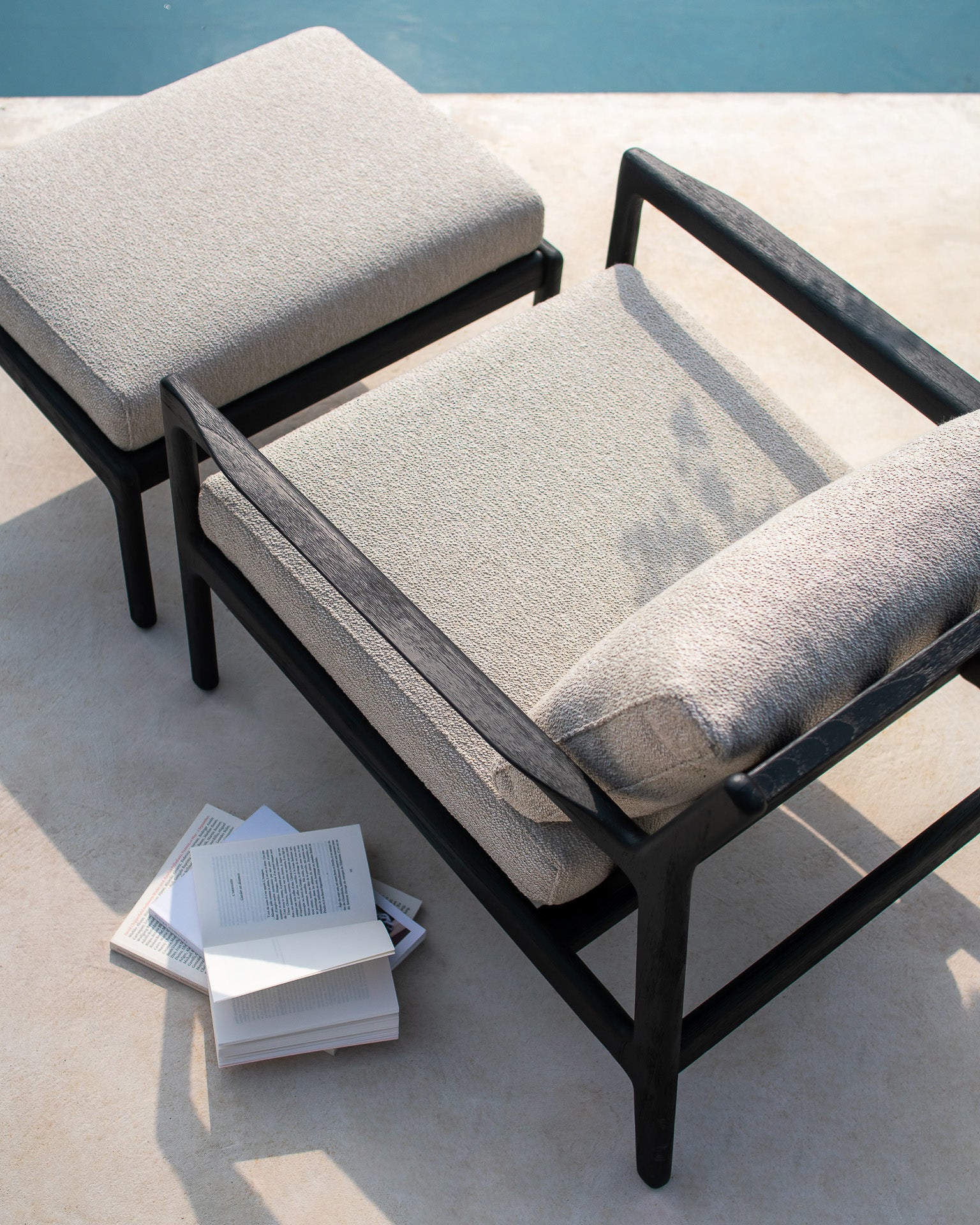 Jack Outdoor Footstool Frame | Varnished Teak | Black