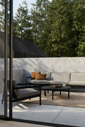 Jack Outdoor Sofa | Varnished Teak | Black | Mocha Fabric | 3+ Seater