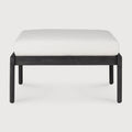 Jack Outdoor Footstool | Varnished Teak | Black | Off White Fabric