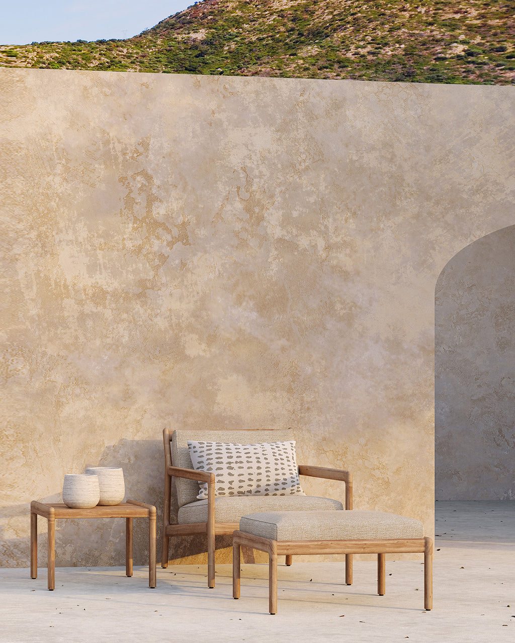 Jack Outdoor Lounge Chair | Teak | Natural Fabric
