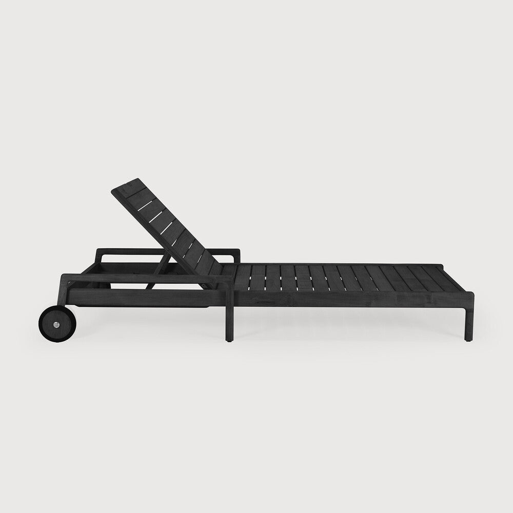 Jack Outdoor Adjustable Lounger Frame | Varnished Teak | Black