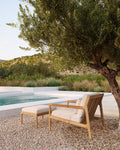 Jack Outdoor Footstool | Teak | Off White Fabric