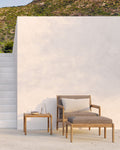 Jack Outdoor Footstool | Teak | Mocha Fabric