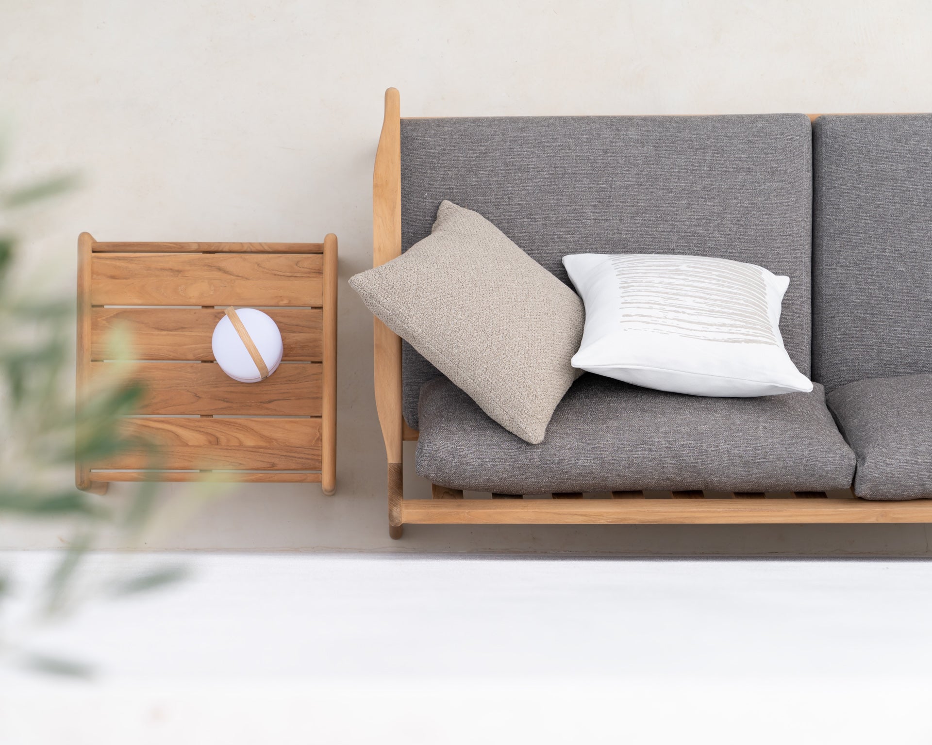 Jack Outdoor Sofa | Teak | Mocha Fabric | 2+ Seater