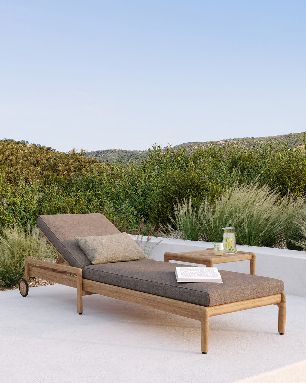 Jack Outdoor Adjustable Lounger | Teak | Mocha Fabric