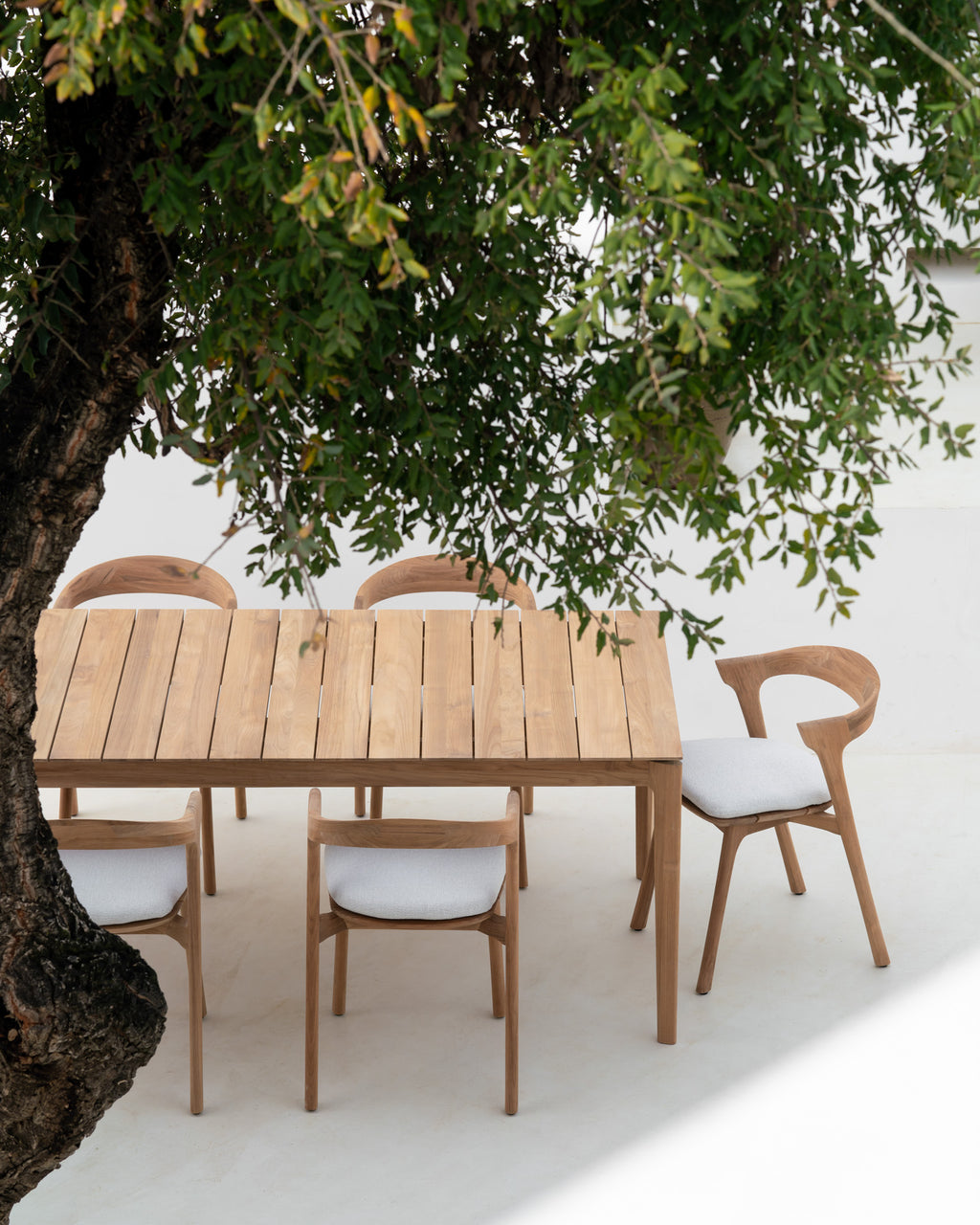 Bok Outdoor Dining Chair | Teak | Off White Fabric