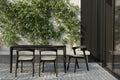 Bok Outdoor Dining Chair | Varnished Teak | Black | Natural Fabric