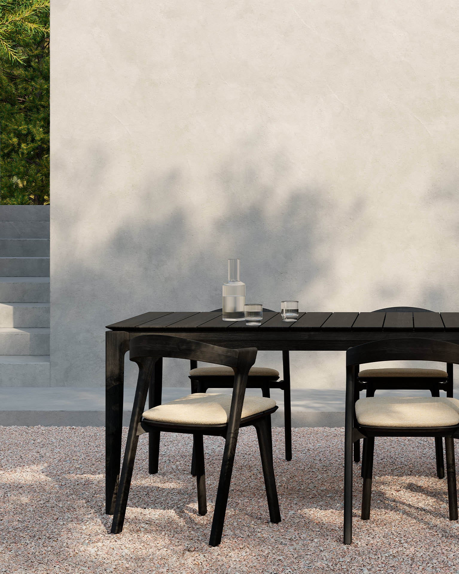 Bok Outdoor Dining Table | Varnished Teak | Black | Rectangular | 64" X 31"