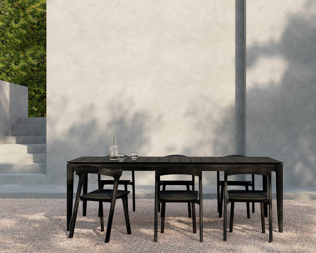 Bok Outdoor Dining Chair | Varnished Teak | Black