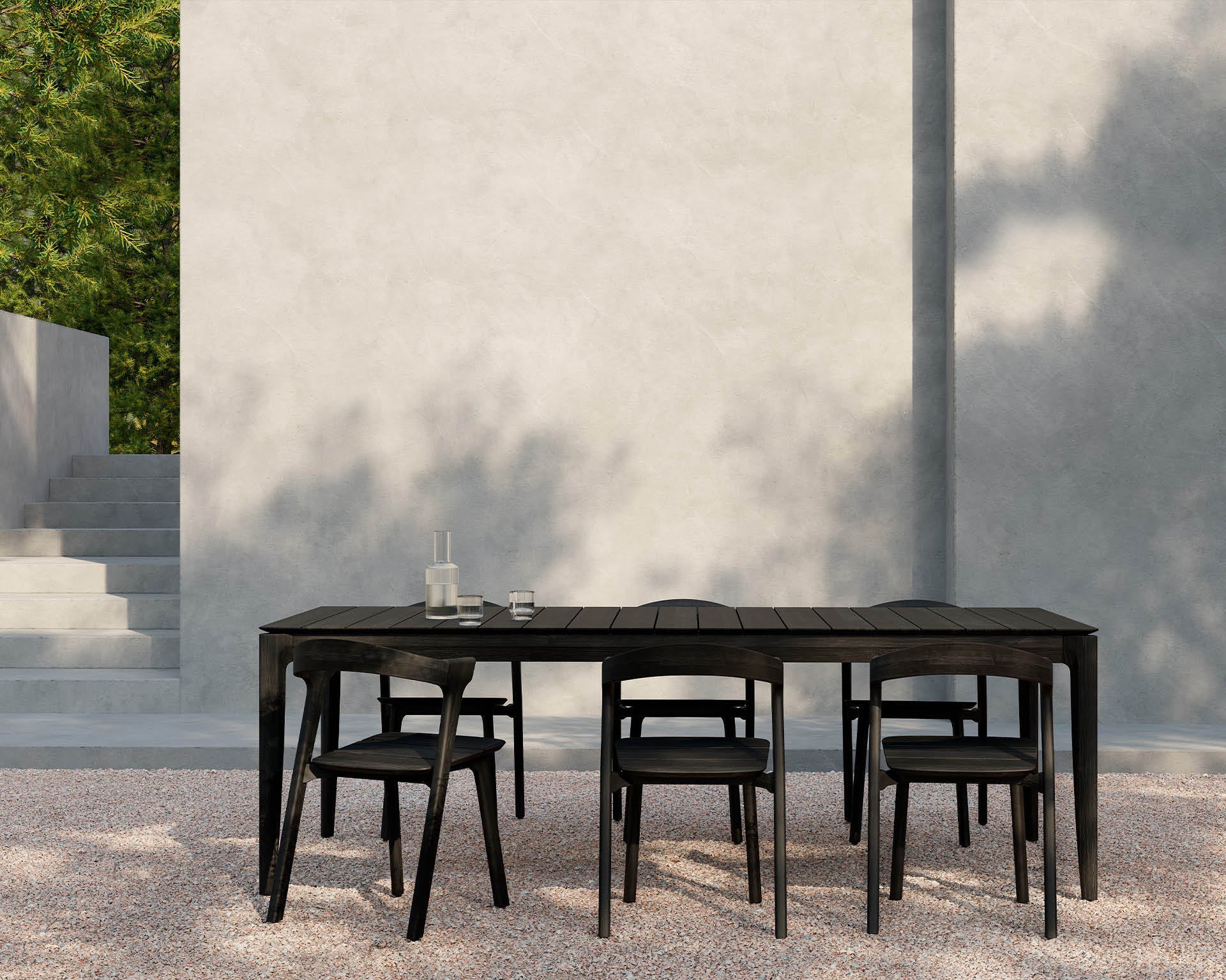 Bok Outdoor Dining Table | Varnished Teak | Black | Rectangular | 79" X 39"
