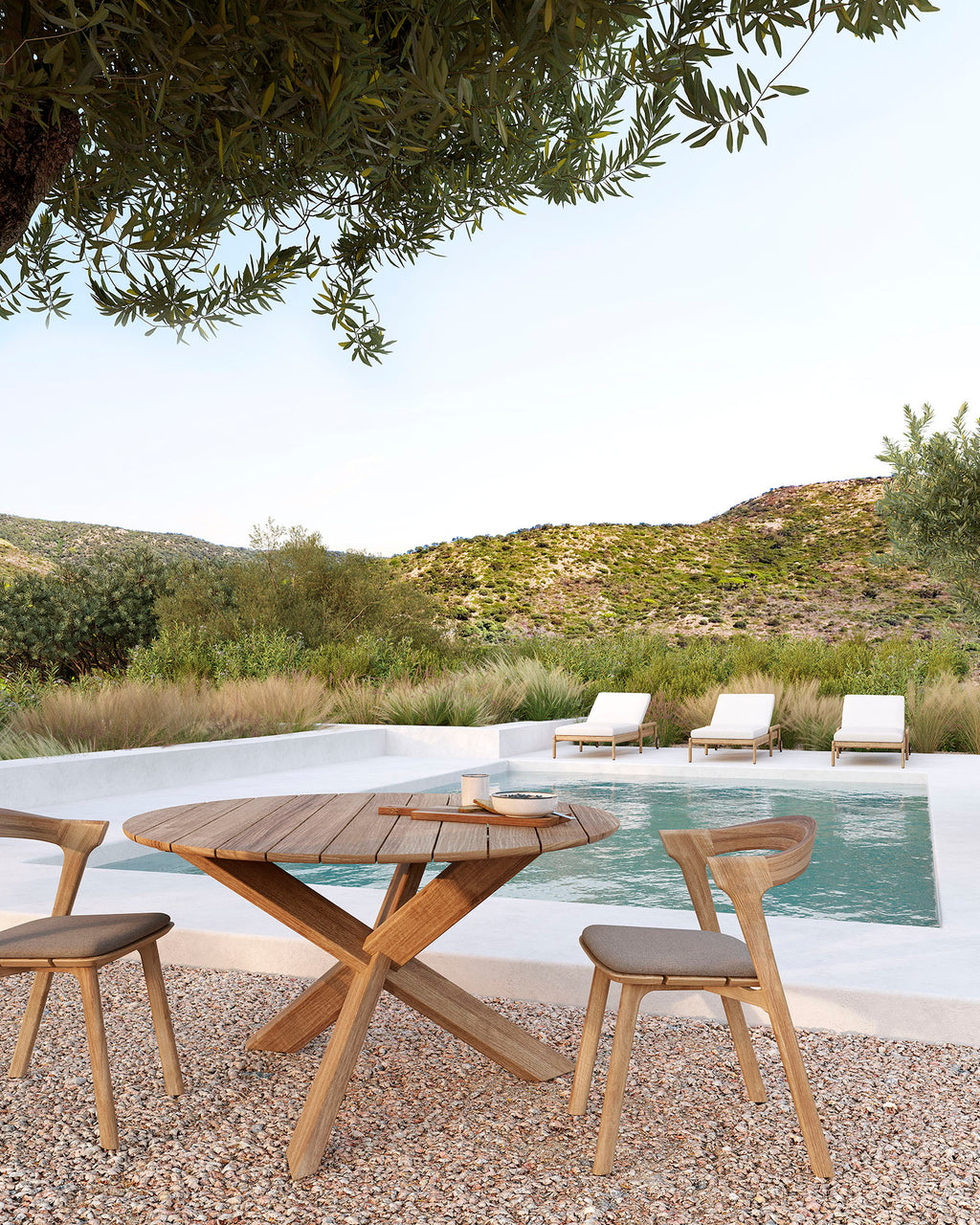 Bok Outdoor Dining Chair | Teak | Mocha Fabric