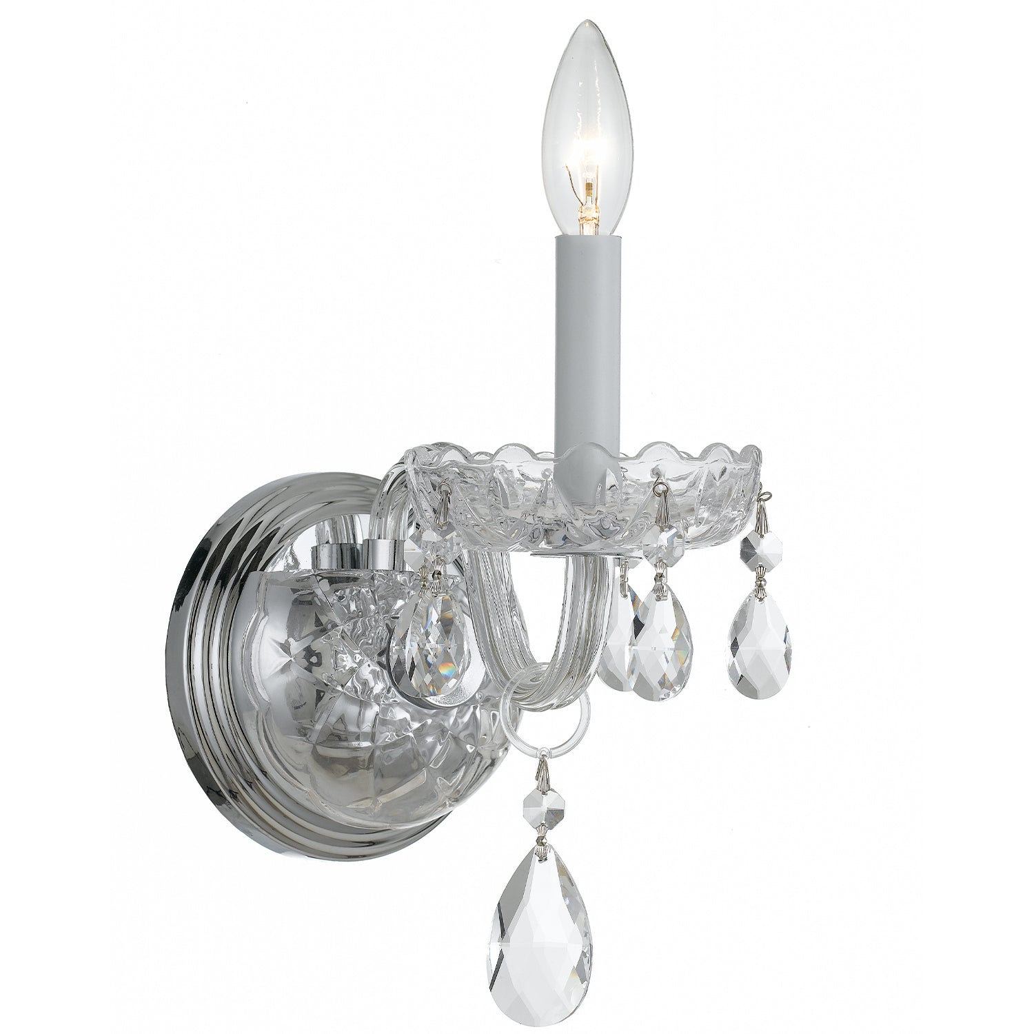 Traditional Crystal 5'' Hand Cut Crystal Polished Chrome Sconce