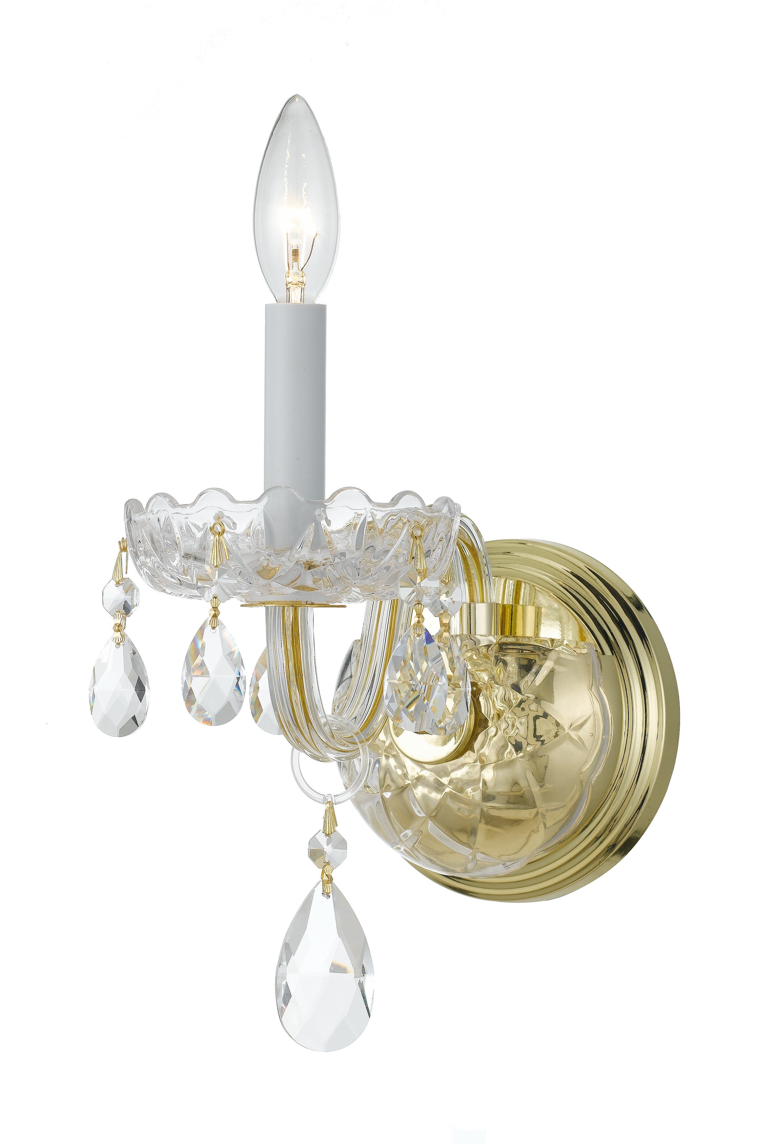 Traditional Crystal 5'' Swarovski Strass Crystal Polished Brass Sconce