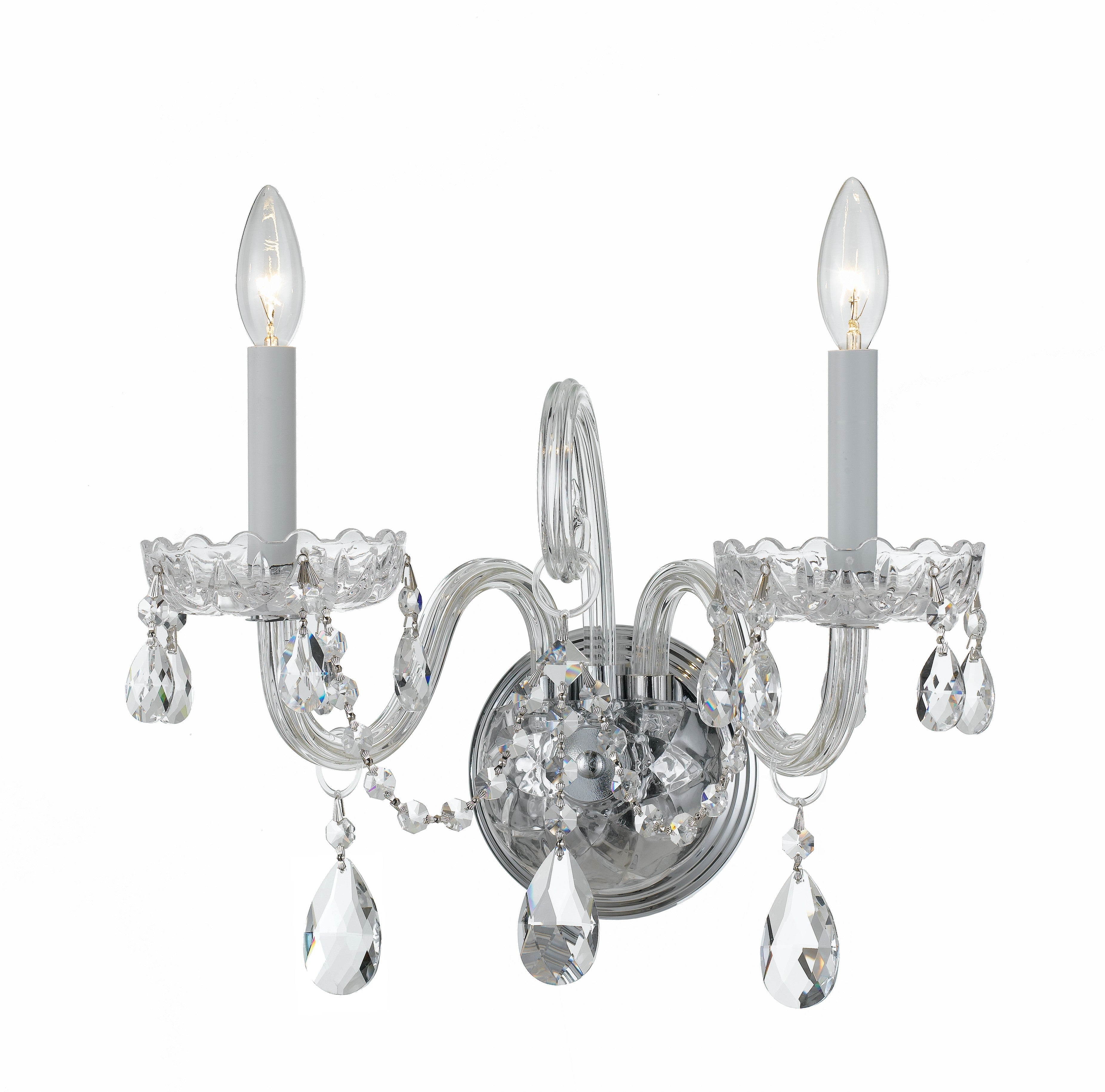 Traditional Crystal 15'' Hand Cut Crystal Polished Chrome Sconce