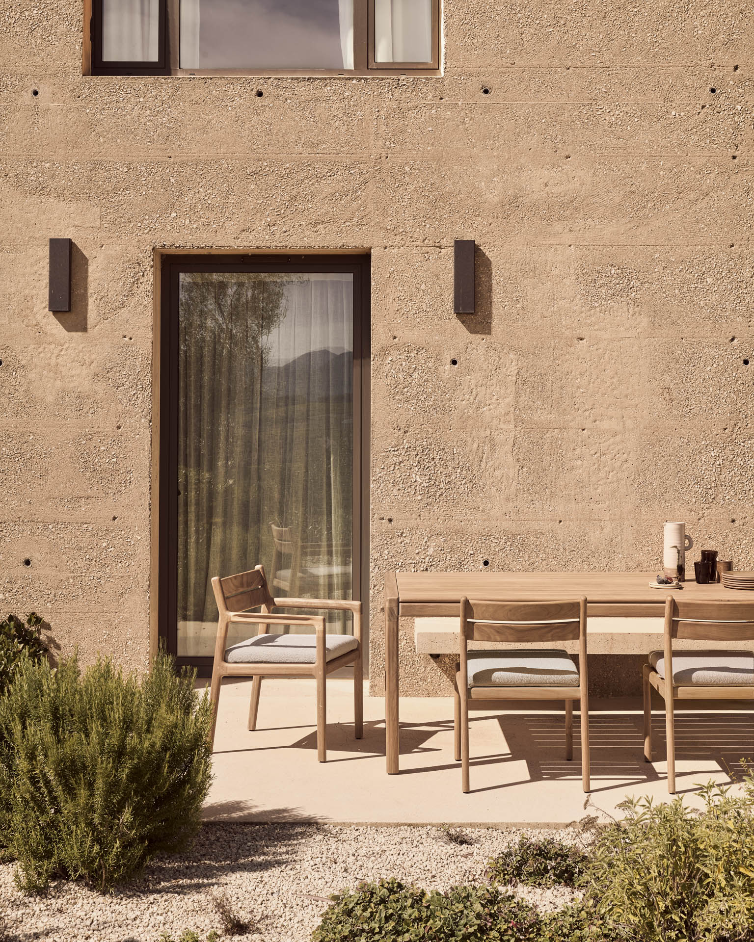 Jack Outdoor Dining Chair | Teak | Off White Fabric