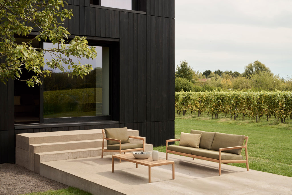 Jack Outdoor Sofa | Teak | Green Fabric | 3+ Seater