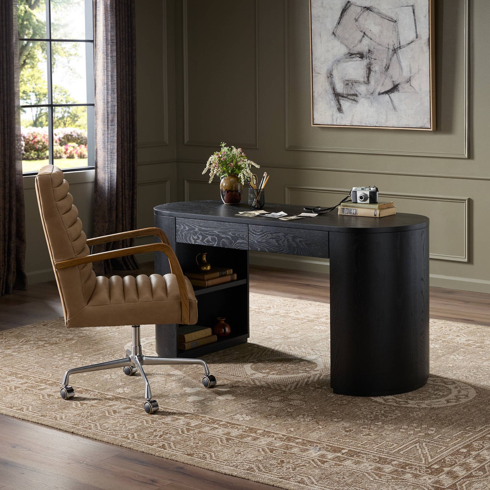Pilar Desk - Brushed Ebony Oak