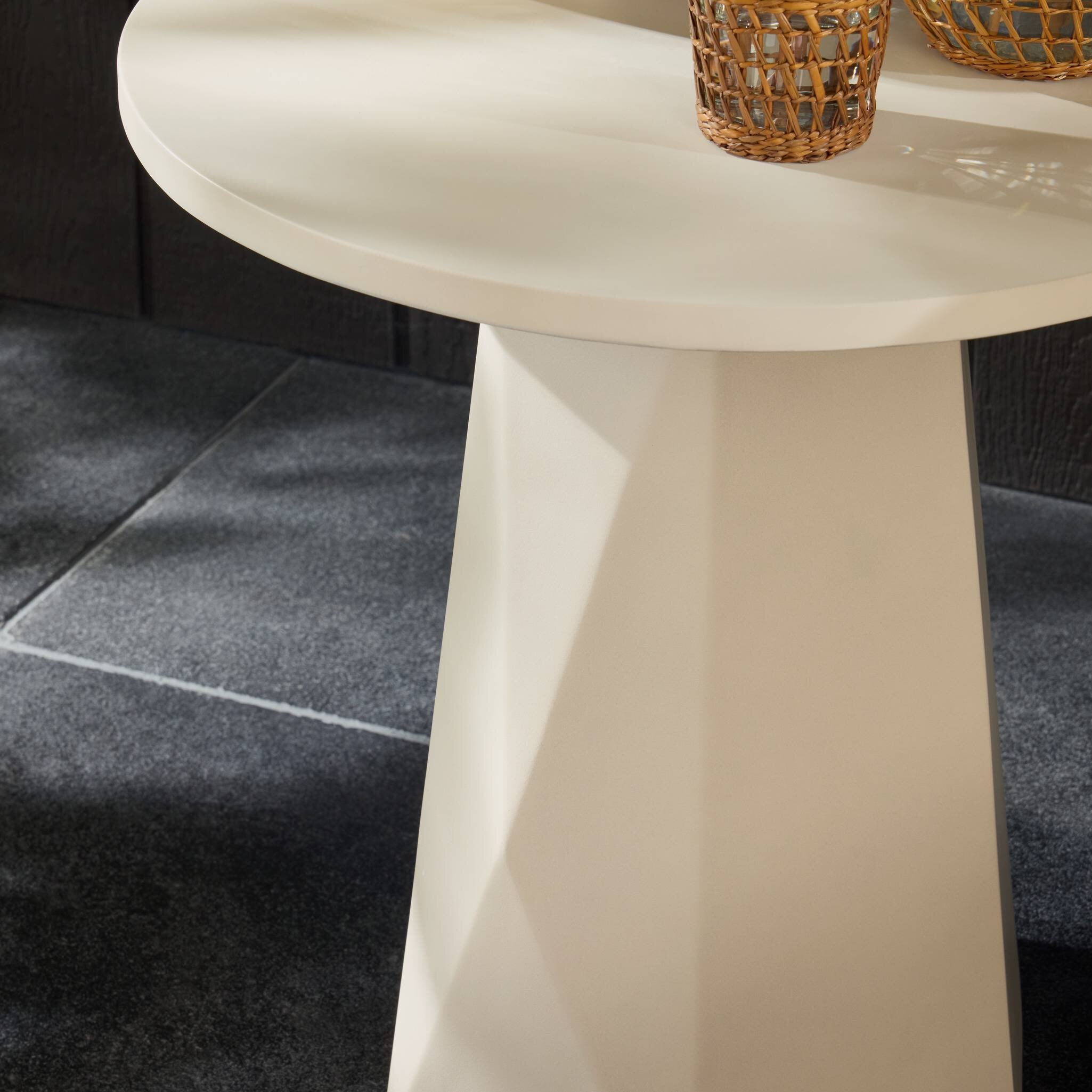 Bowman Outdoor End Table - White Concrete