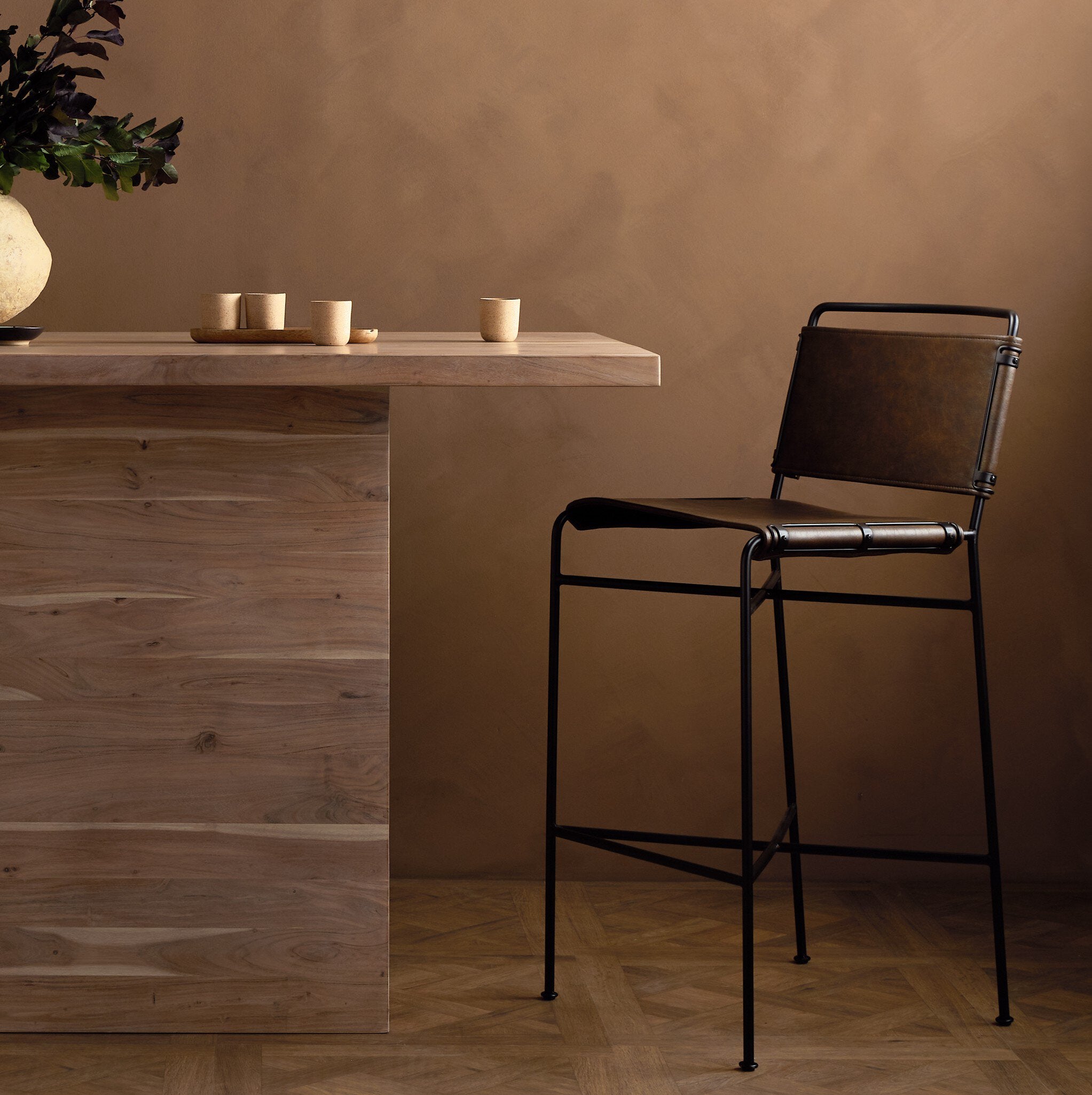 Wharton Bar Stool - Distressed Brown