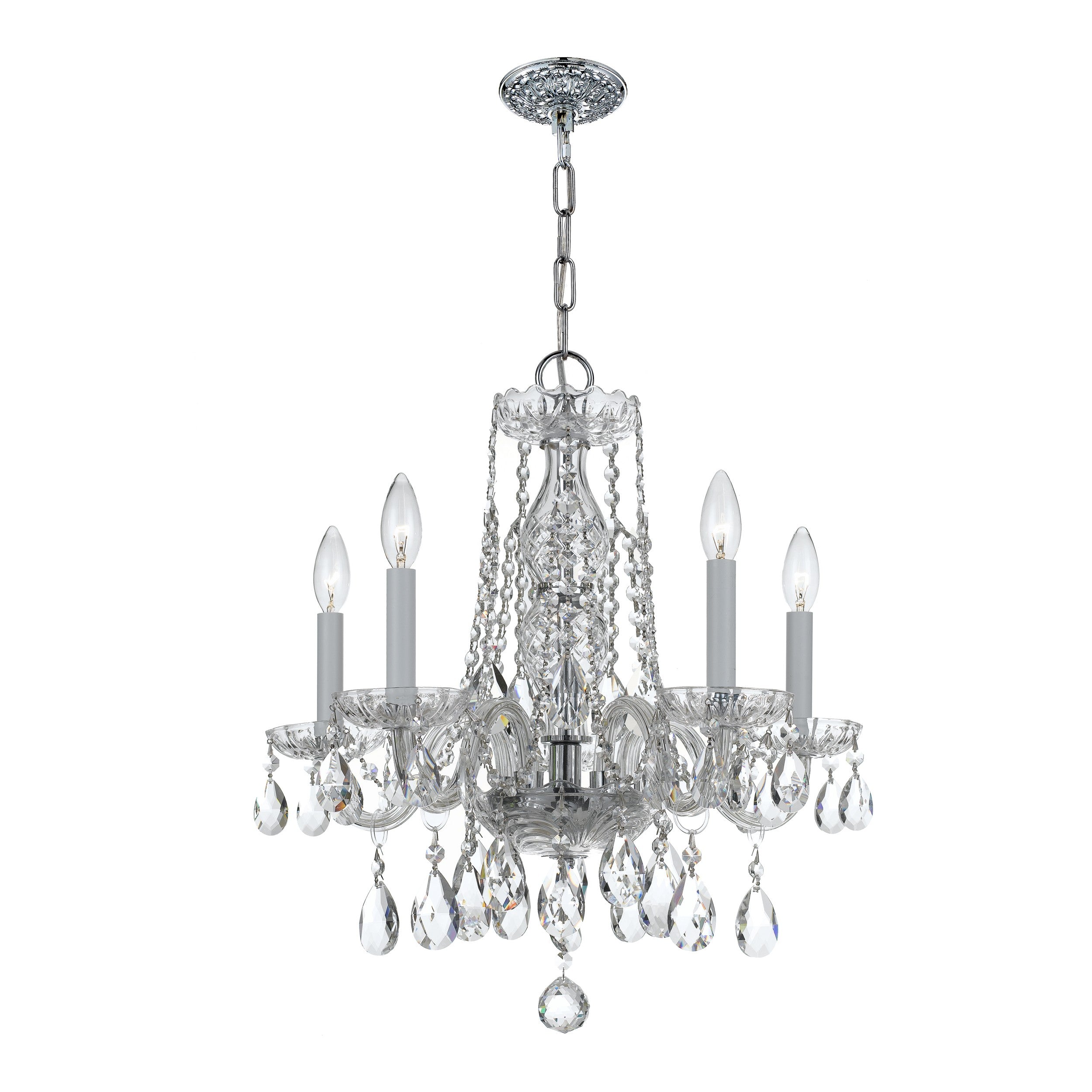 Traditional Crystal 18'' Hand Cut Crystal Polished Chrome Chandelier