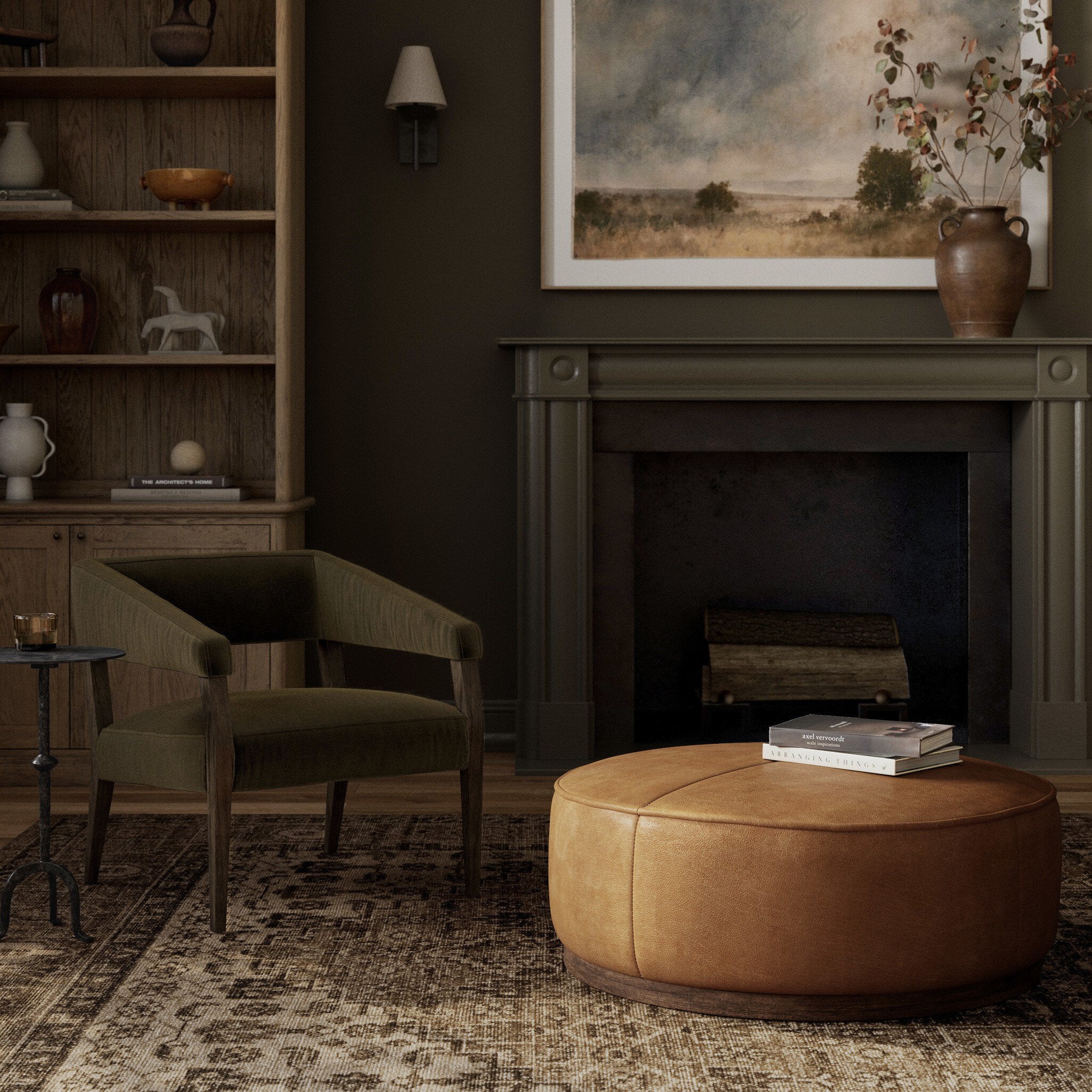 Sinclair Large Round Ottoman - Palermo Butterscotch