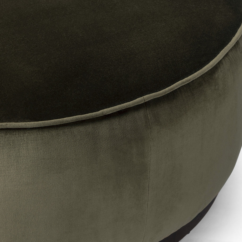 Sinclair Large Round Ottoman - Surrey Olive